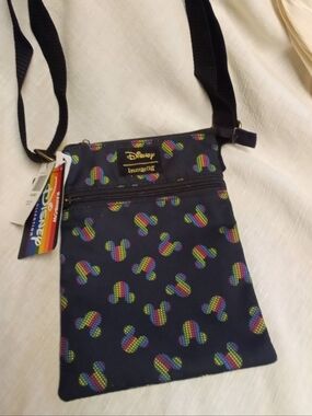 Loungefly Black Crossbody with Rainbow Mickey Print